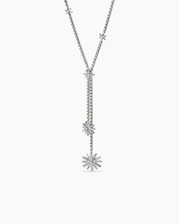 Starburst Y Necklace in Sterling Silver with Diamonds