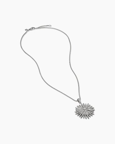Starburst Pendant in Sterling Silver with Diamonds, 32mm