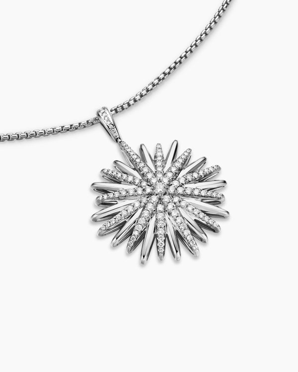 Starburst Pendant in Sterling Silver with Diamonds, 32mm