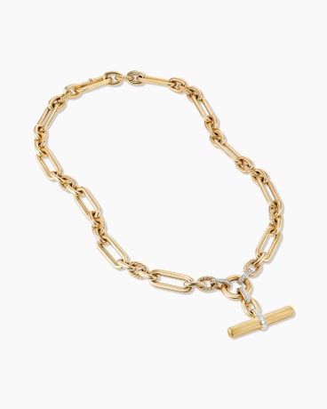 Lexington Chain Necklace in 18K Yellow Gold with Pavé Diamonds