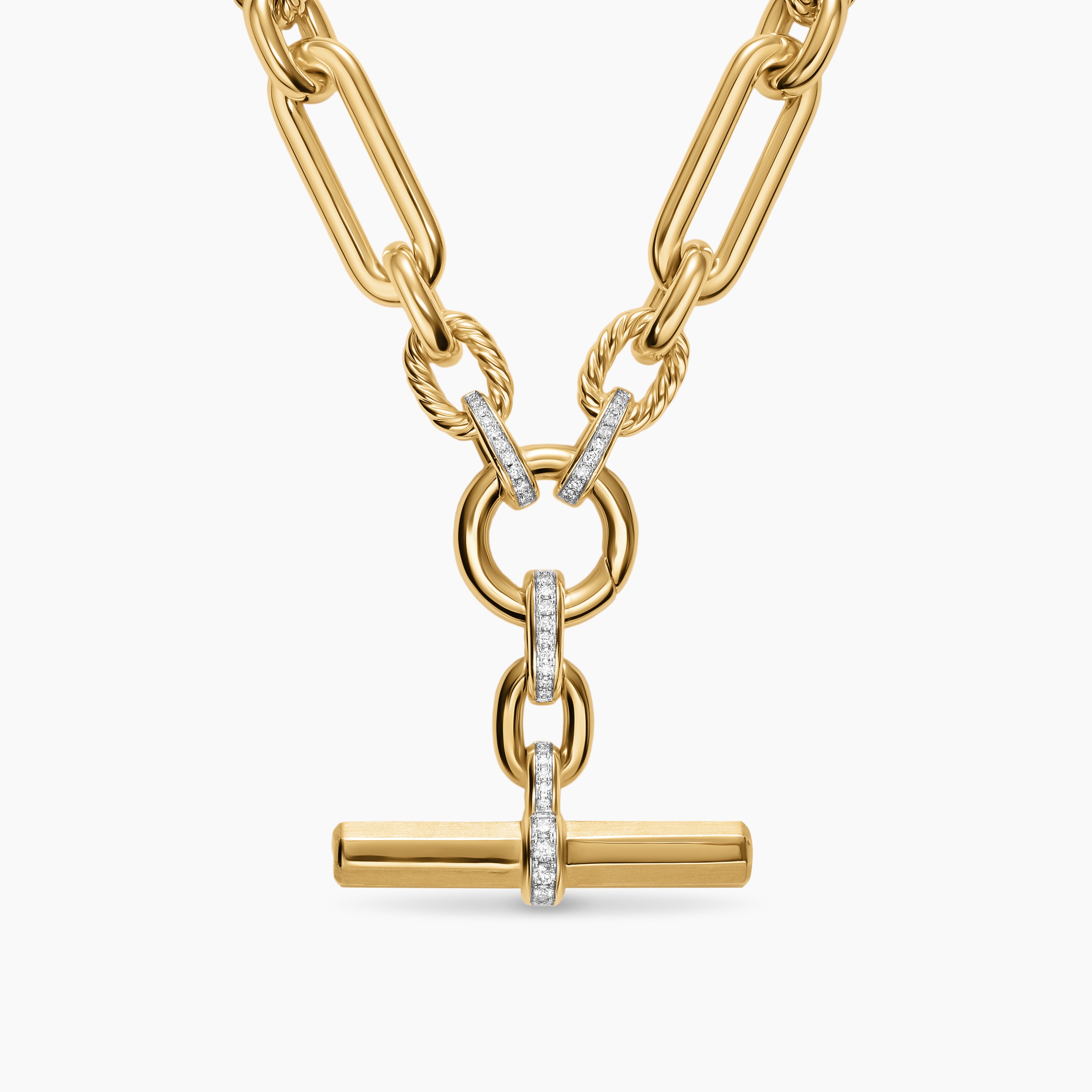 Womens Lexington Chain Necklace in 18K Yellow Gold with Diamonds, 9.8mm