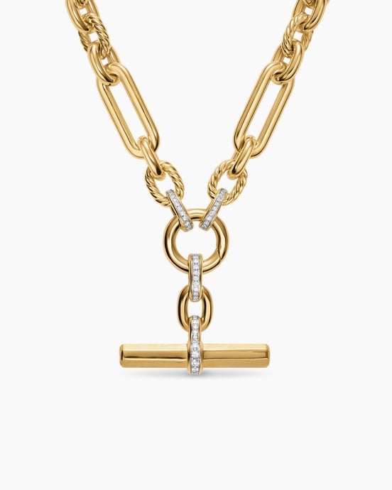 Lexington Chain Necklace in 18K Yellow Gold with Pavé Diamonds