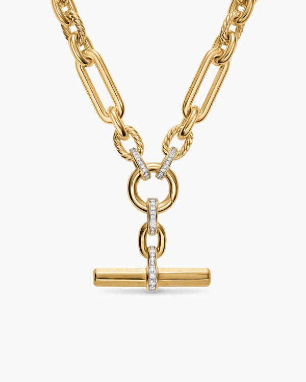 Collier chaîne Lexington en or jaune 18 carats avec diamants, 9,8 mm