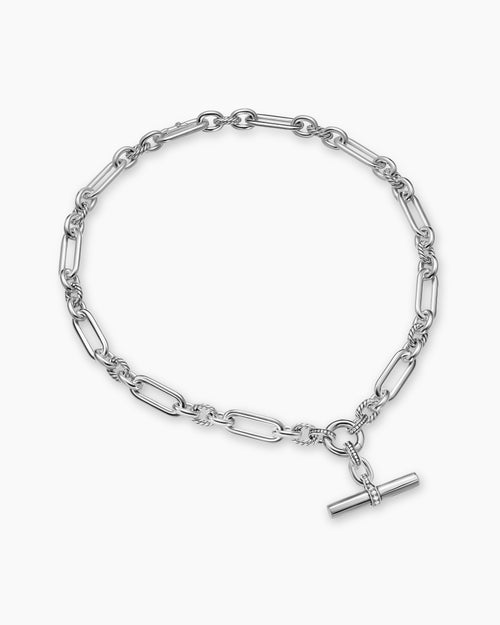 Womens Lexington Chain Necklace in Sterling Silver with Diamonds, 9.8mm