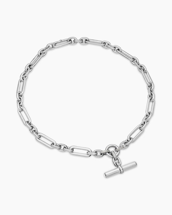 Lexington Chain Necklace in Sterling Silver with Diamonds, 9.8mm