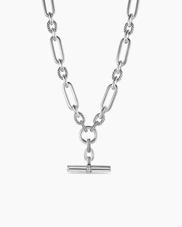 Lexington Chain Necklace in Sterling Silver with Pavé Diamonds