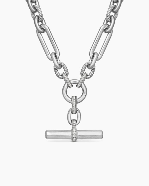 Lexington Chain Necklace in Sterling Silver with Diamonds, 9.8mm