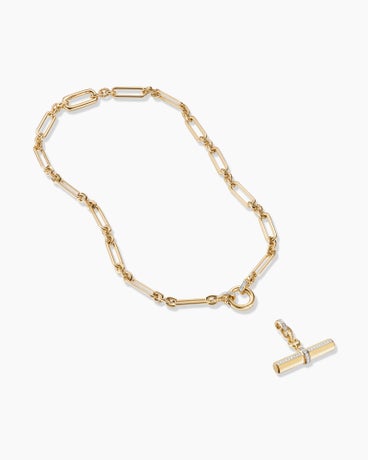 Lexington E/W Chain Necklace in 18K Yellow Gold with Diamonds, 6.5mm