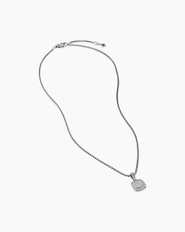 Petite Albion® Pendant Necklace in Sterling Silver with Pavé Diamonds, 7mm