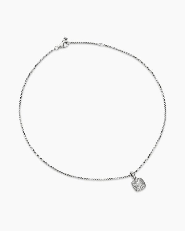 Petite Albion® Pendant Necklace in Sterling Silver with Pavé Diamonds, 7mm