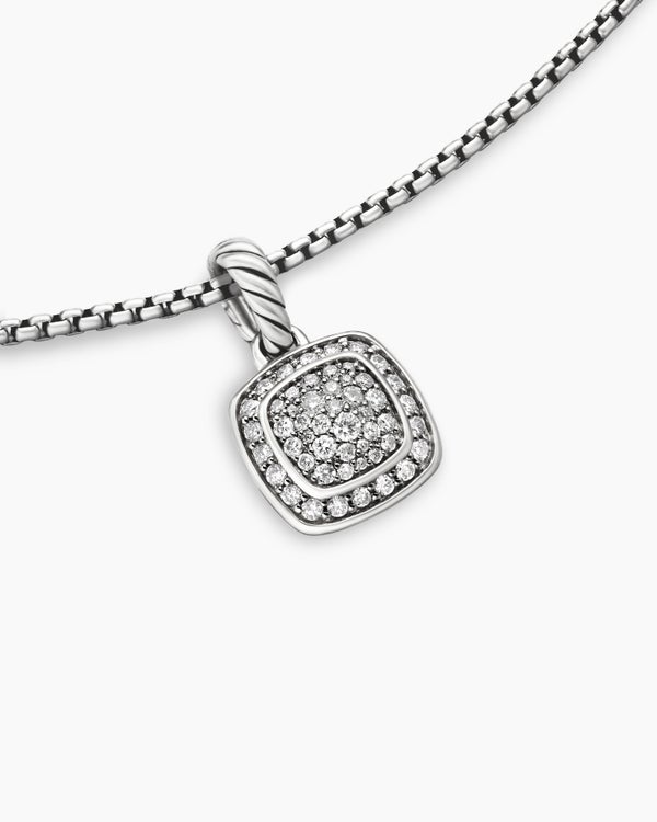 Petite Albion® Pendant Necklace in Sterling Silver with Pavé Diamonds, 7mm