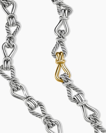 Thoroughbred Loop Chain Link Necklace in Sterling Silver with 18K Yellow Gold, 15mm