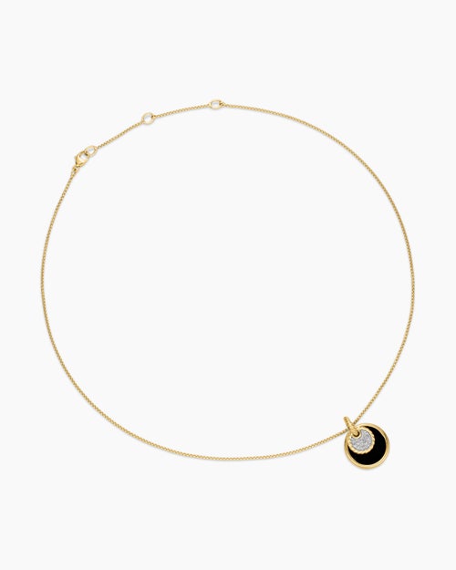 Womens DY Elements® Convertible Pendant Necklace in 18K Yellow Gold with Diamonds and Black Onyx Reversible to Mother of Pearl, 21.5mm