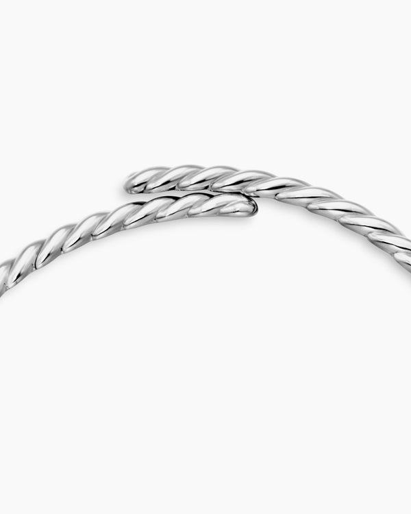 Sculpted Cable Flex Necklace in 18K White Gold with Diamonds, 7.5mm