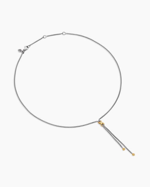 Womens Petite X Lariat Necklace in Sterling Silver with 18K Yellow Gold