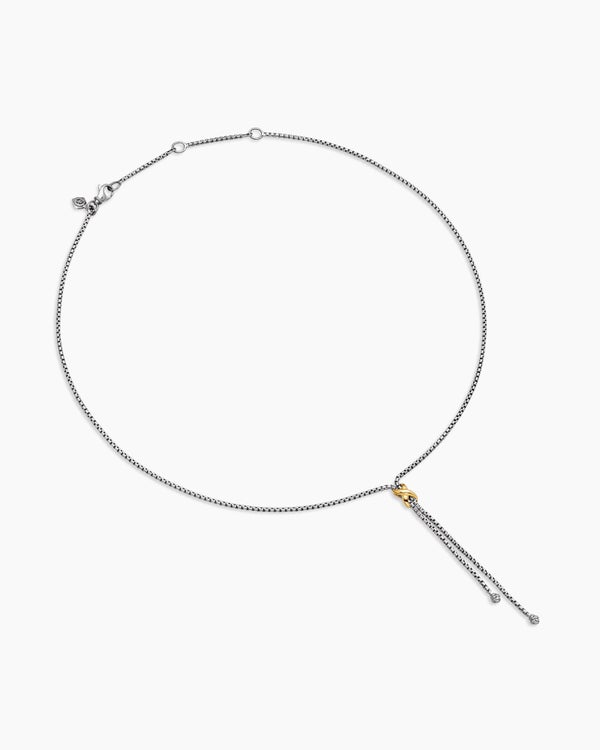 Petite X Lariat Necklace in Sterling Silver with 18K Yellow Gold