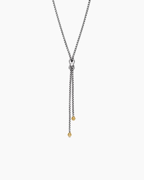 Womens Petite X Lariat Necklace in Sterling Silver with 18K Yellow Gold