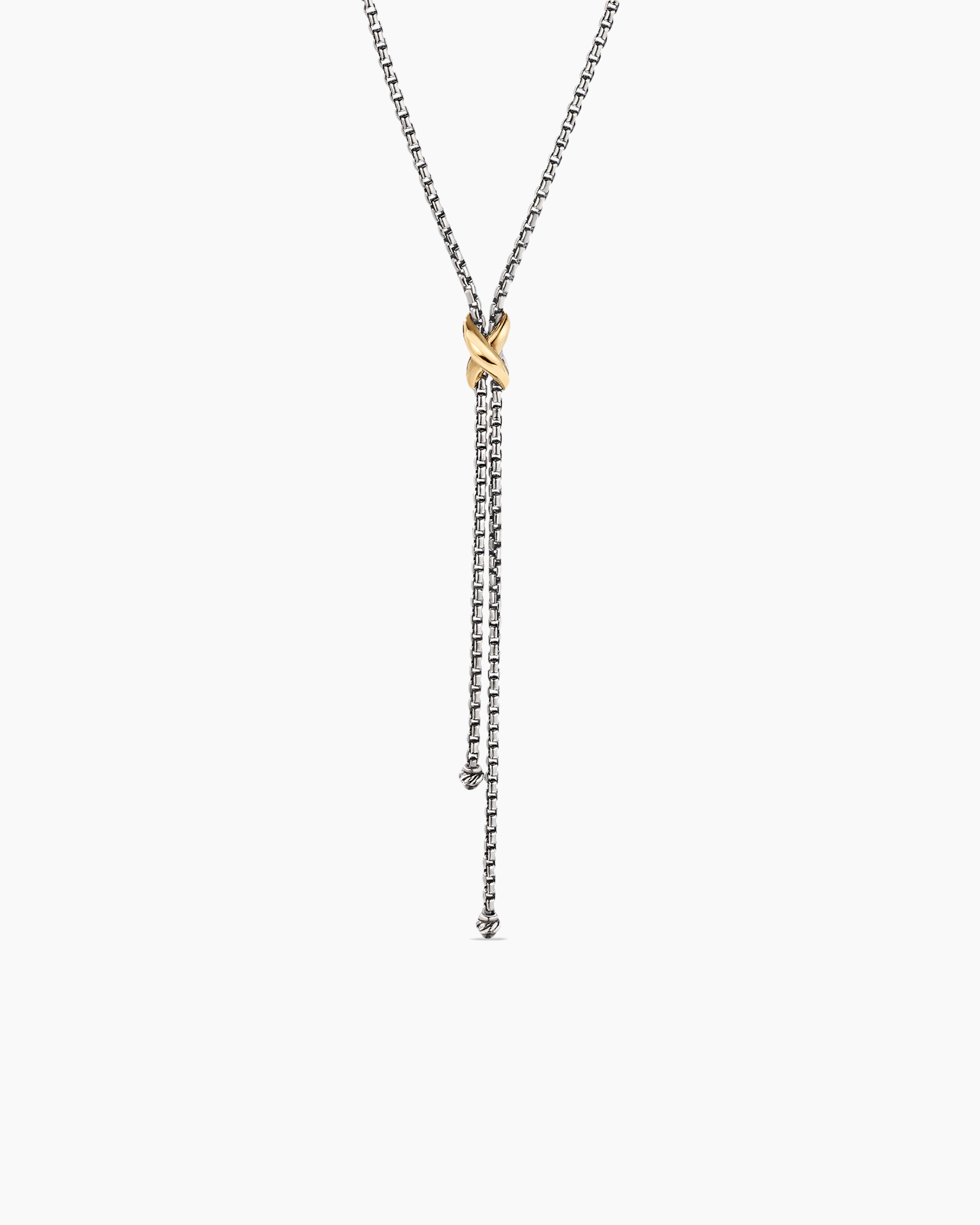 Gold Lariat Necklace with Gold Dome