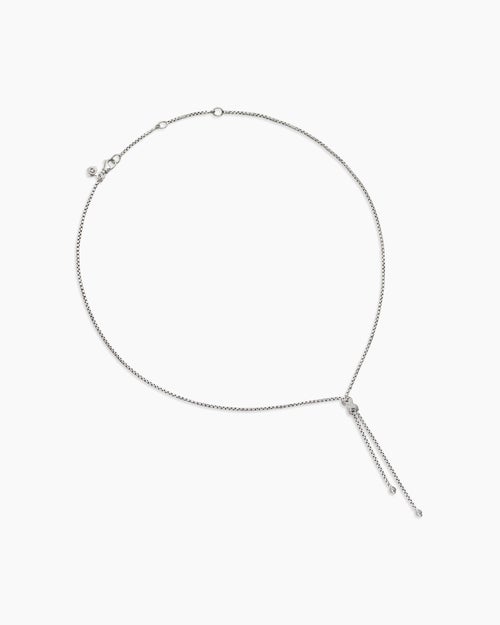Womens Petite X Lariat Necklace in Sterling Silver with Diamonds