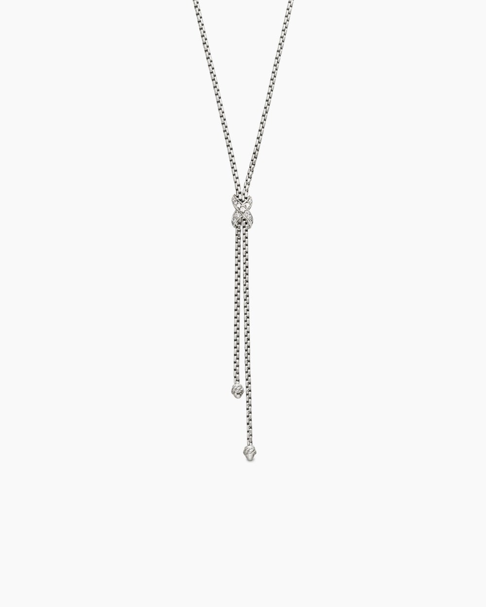 Collier Lariat Petite X en argent massif avec diamants femme