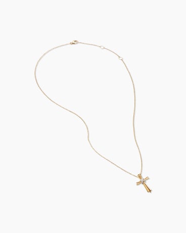 Angelika™ Cross Necklace in 18K Yellow Gold with Diamonds, 21mm