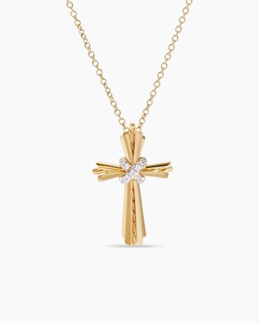 Angelika™ Cross Necklace in 18K Yellow Gold with Diamonds, 21mm