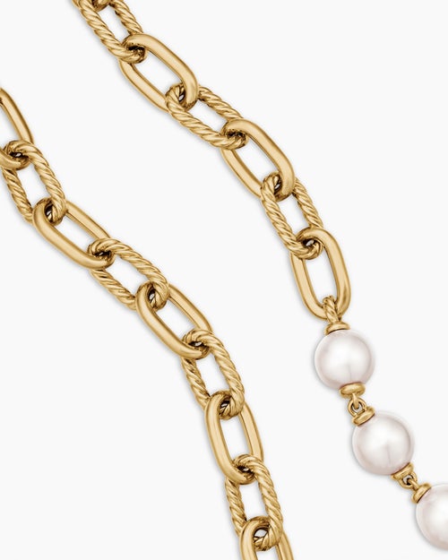 Womens DY Madison® Pearl Chain Necklace in 18ct Yellow Gold with Pearls, 13mm
