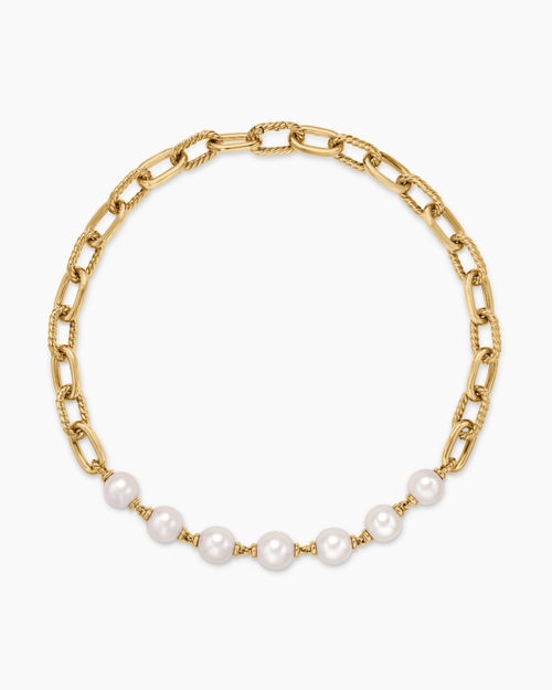Womens DY Madison® Pearl Chain Necklace in 18ct Yellow Gold with Pearls, 13mm