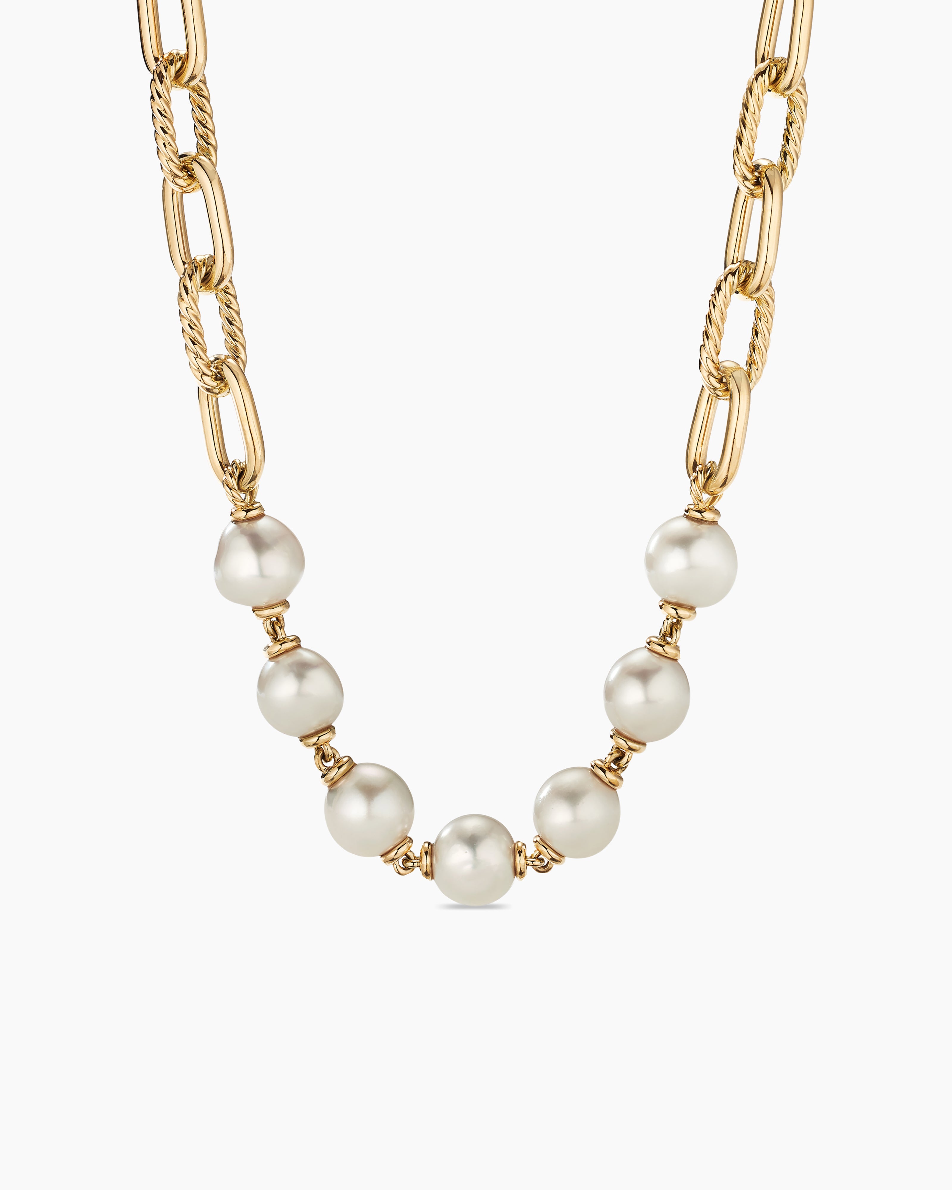 Plaited Rope Chain and Pearl Necklace in Gold | Lisa Angel