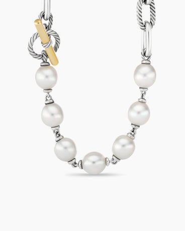DY Madison® Pearl Chain Necklace in Sterling Silver with 18K Yellow Gold and Pearls, 11mm