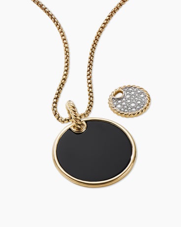 DY Elements® Convertible Pendant Necklace in 18K Yellow Gold with Black Onyx Reversible to Mother of Pearl and Diamonds, 26.6mm