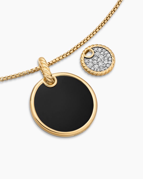 DY Elements® Convertible Pendant Necklace in 18K Yellow Gold with Black Onyx Reversible to Mother of Pearl and Diamonds, 26.6mm