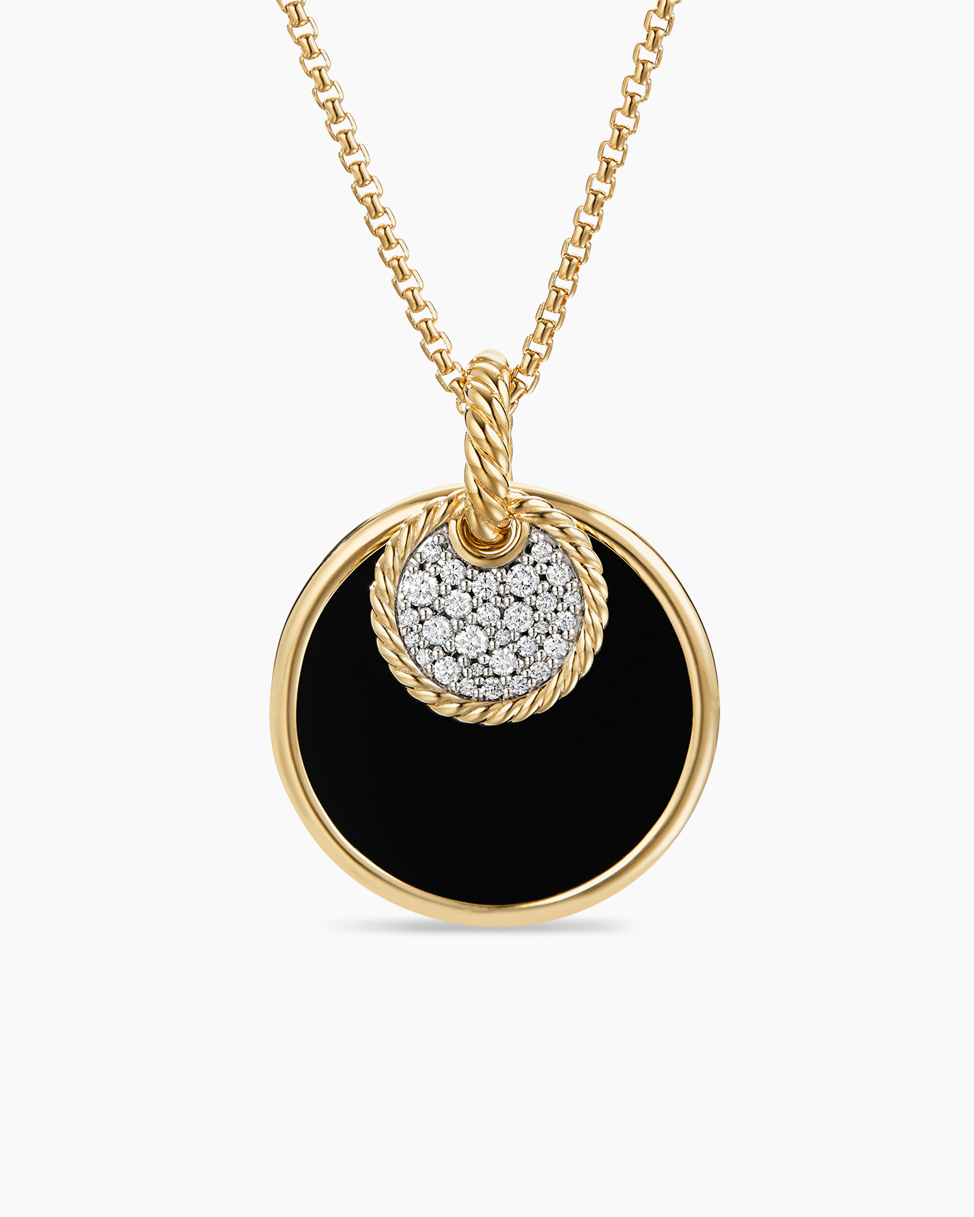 DY Elements Convertible Pendant Necklace in 18K Yellow Gold with Black Onyx  and Mother of Pearl and Pav� Diamonds – Bailey's Fine Jewelry