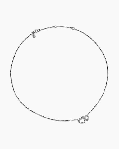 Womens Cable Collectibles® Interlocking Heart Necklace in Sterling Silver with Diamonds, 16.4mm