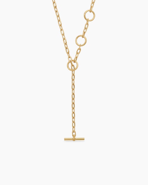 Womens DY Madison® Three Ring Chain Necklace in 18ct Yellow Gold, 3mm