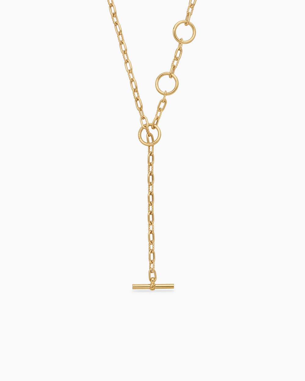 Womens DY Madison® Three Ring Chain Necklace in 18ct Yellow Gold, 3mm