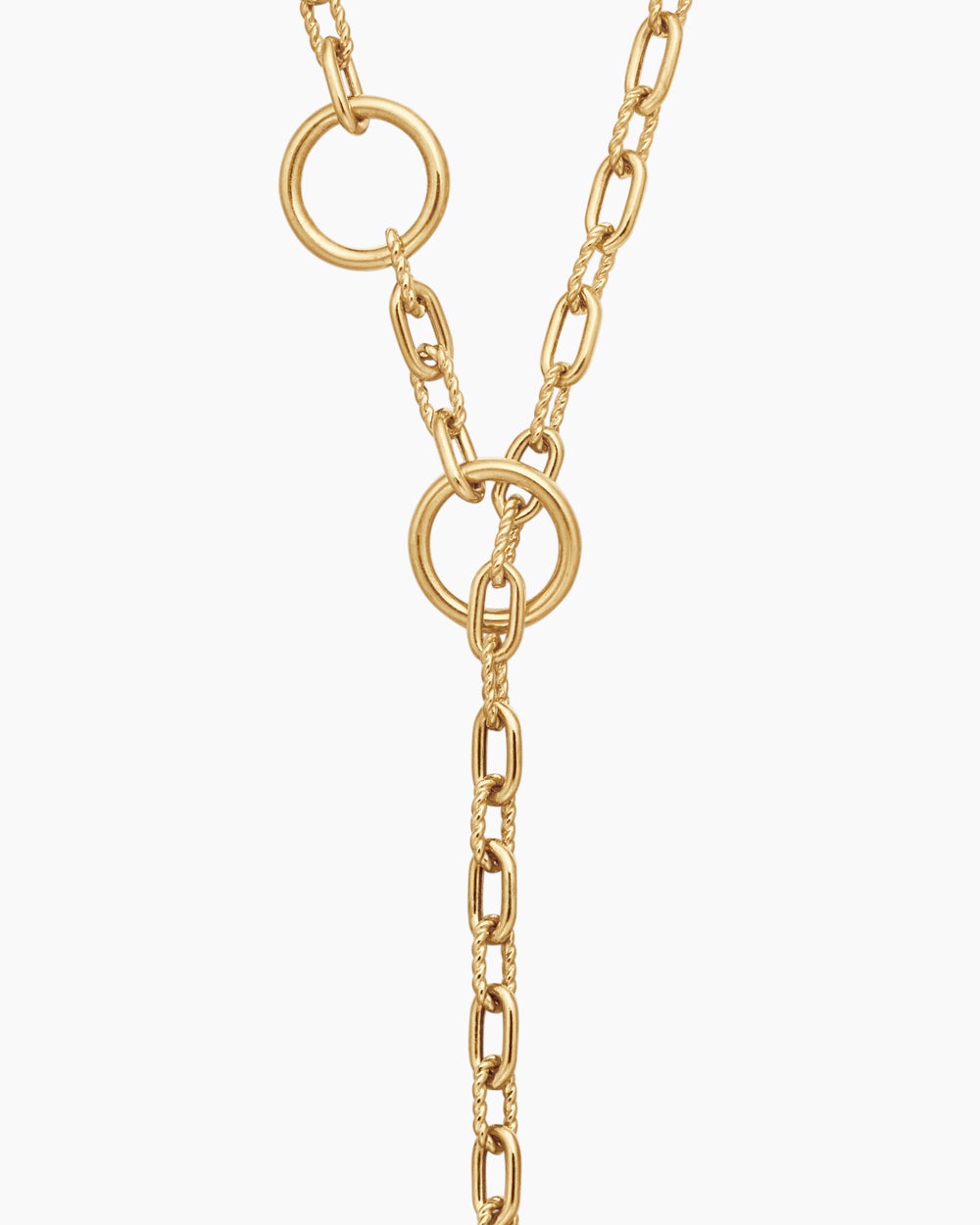 Womens DY Madison® Three Ring Chain Necklace in 18ct Yellow Gold, 3mm