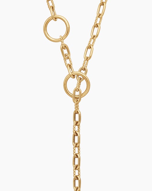Womens DY Madison Three Ring Chain Necklace in 18K Yellow Gold, 3mm
