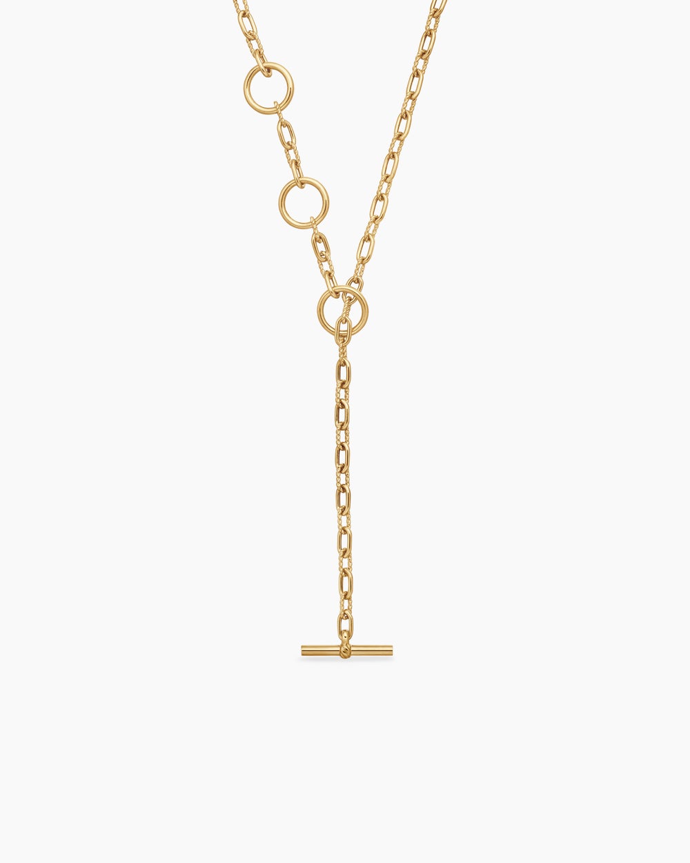 Womens DY Madison® Three Ring Chain Necklace in 18ct Yellow Gold, 3mm