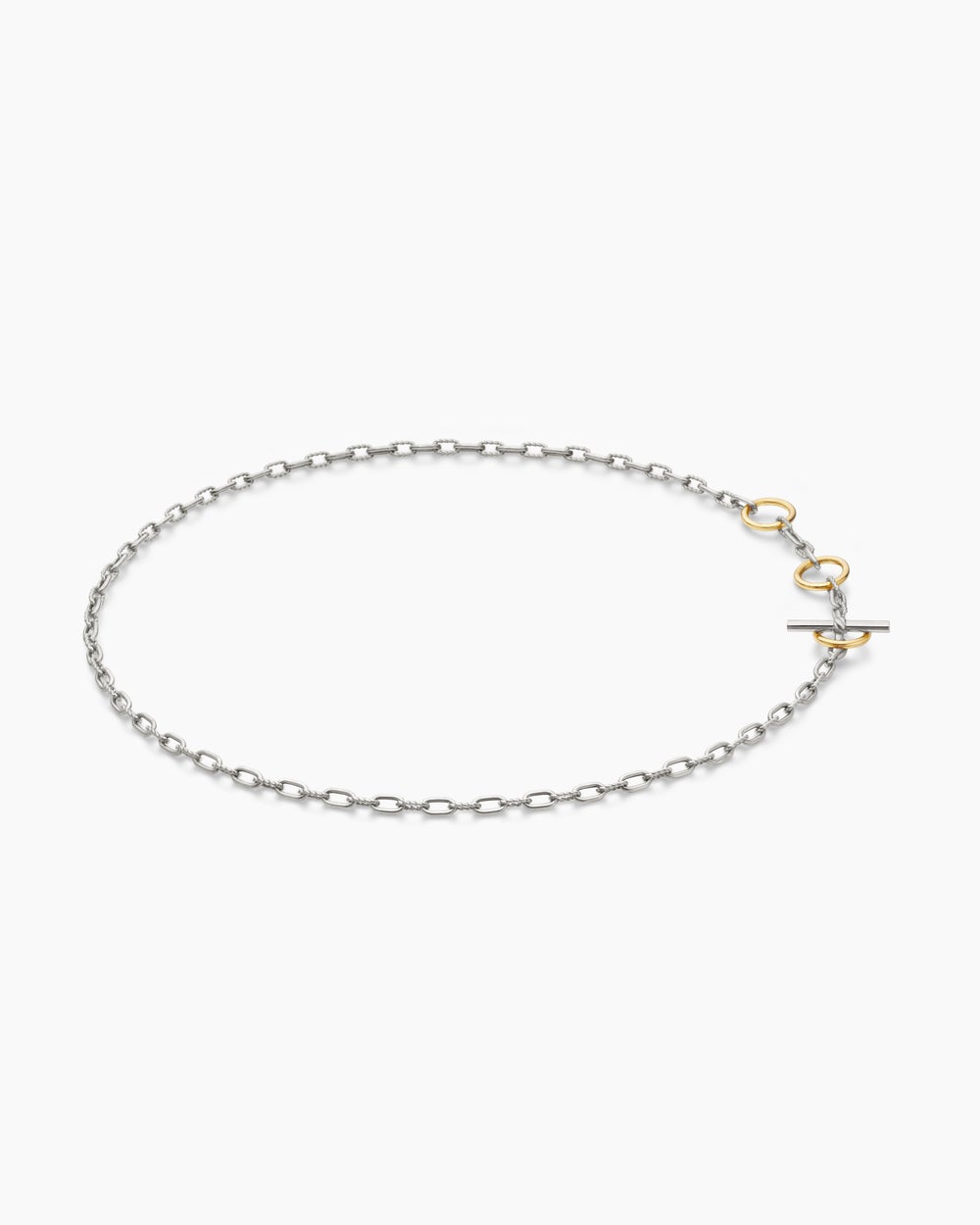 Womens DY Madison Three Ring Chain Necklace in Sterling Silver with 18K Yellow Gold, 3mm