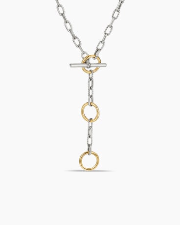DY Madison® Three Ring Chain Necklace in Sterling Silver with 18K Yellow Gold, 3mm