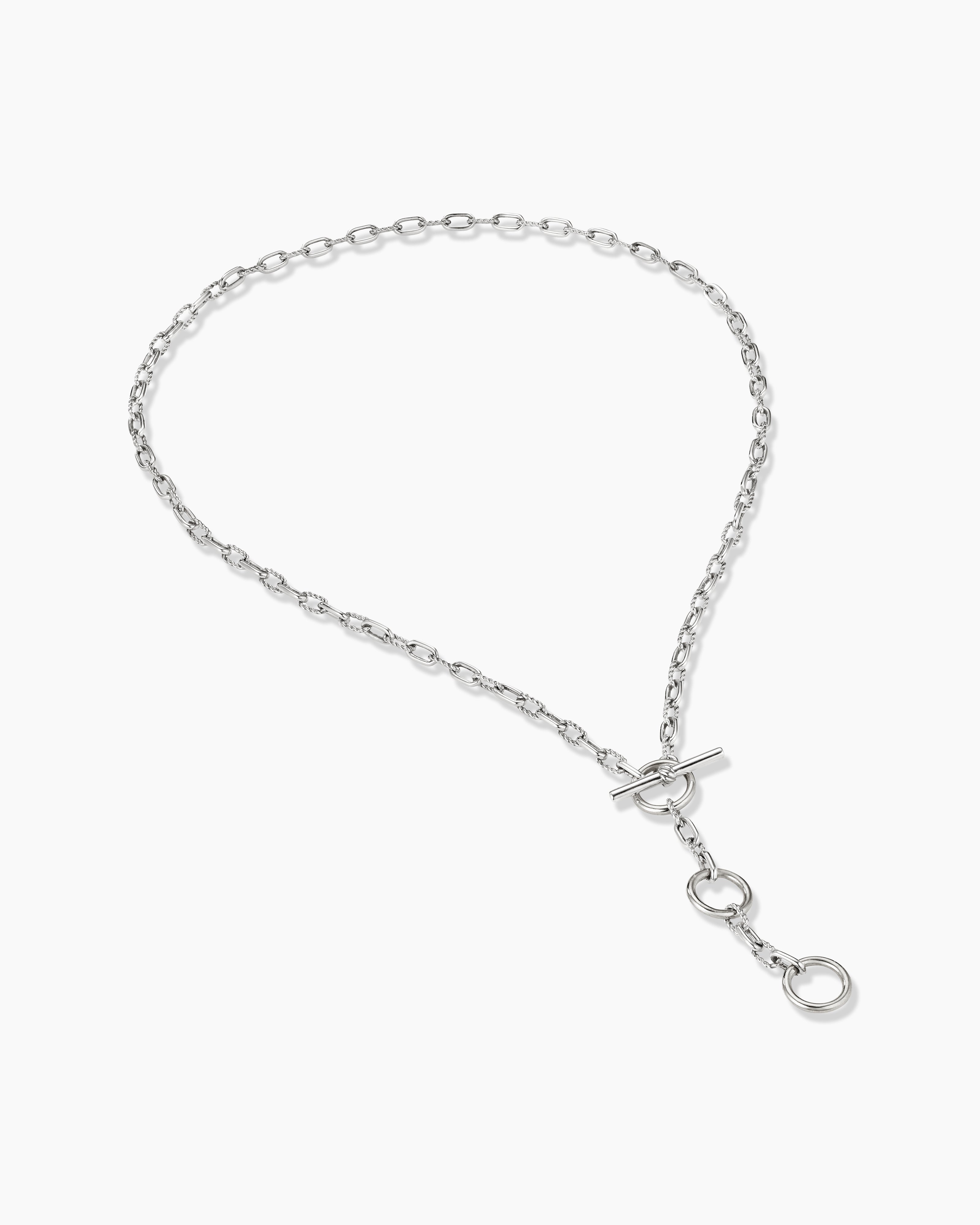 Sterling Silver Rolò Chain with Polished Square Insert Necklace -  Think-Positive