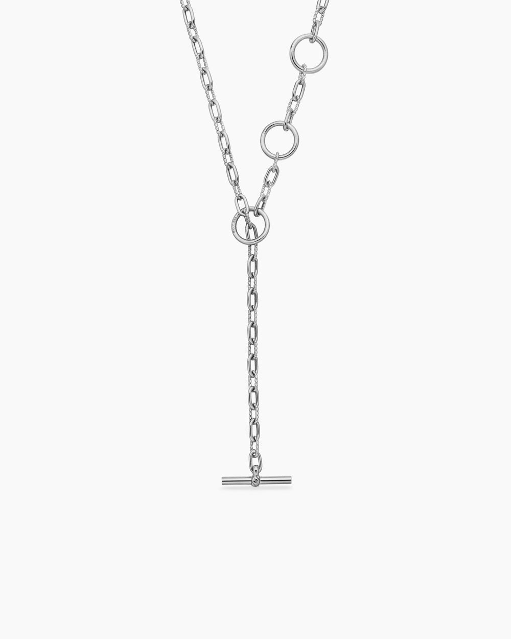 Collier chaîne DY Madison® avec trois anneaux en argent sterling avec diamants noirs, 3 mm femmes