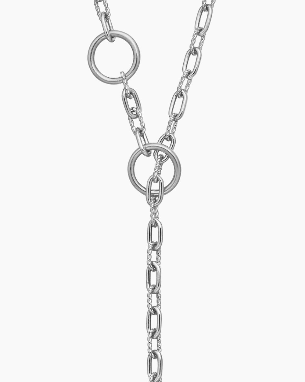 Collier chaîne DY Madison® avec trois anneaux en argent sterling avec diamants noirs, 3 mm femmes