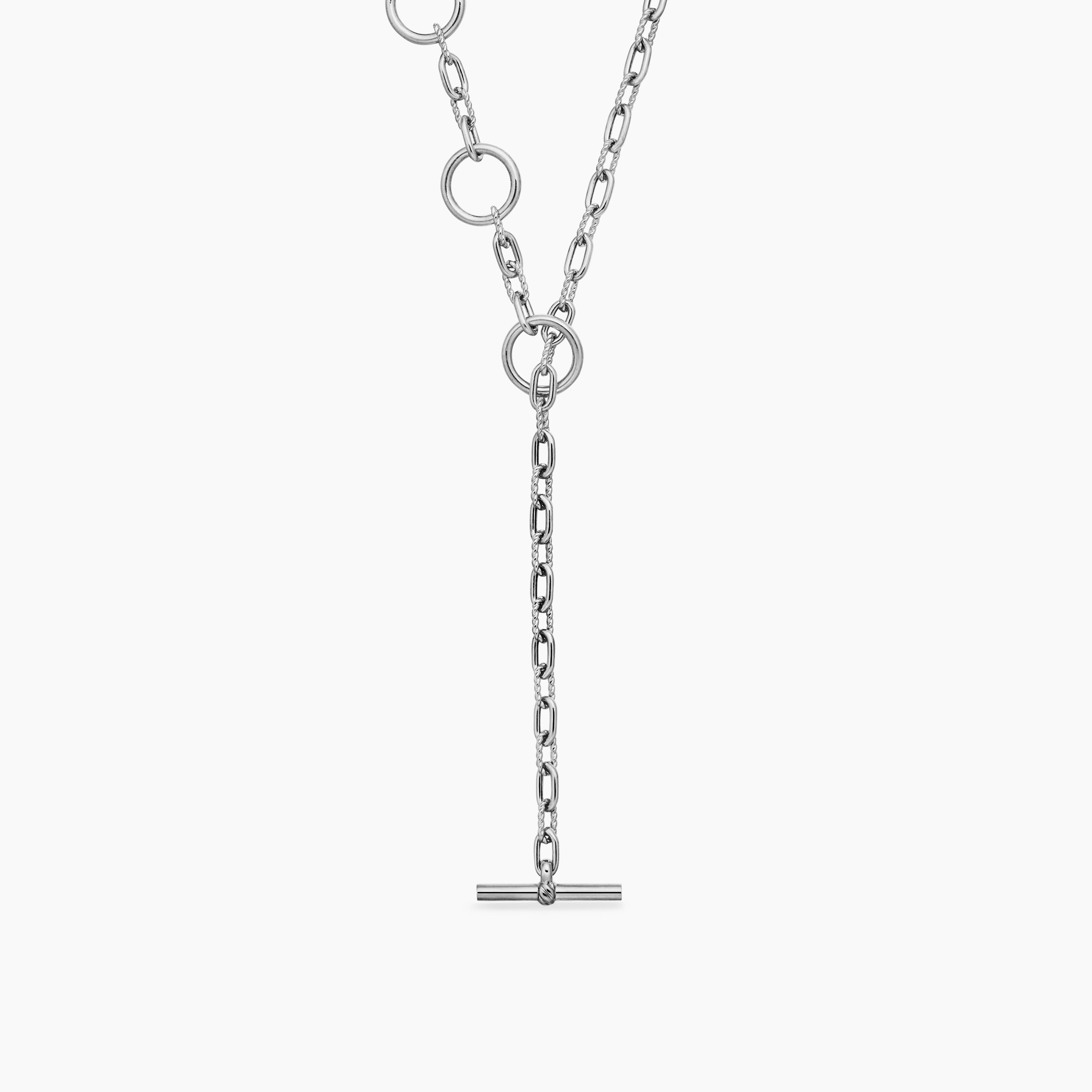 Womens DY Madison Three Ring Chain Necklace in Sterling Silver, 3mm