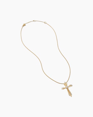 Angelika™ Cross Necklace in 18K Yellow Gold with Diamonds, 34mm