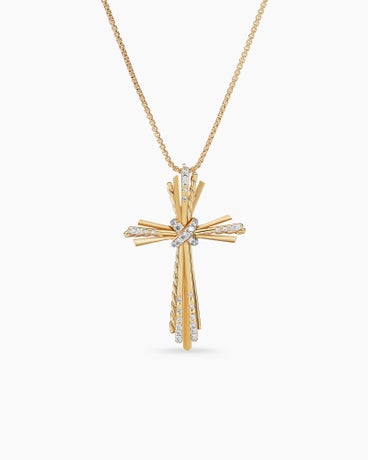 Angelika™ Cross Necklace in 18K Yellow Gold with Diamonds, 34mm