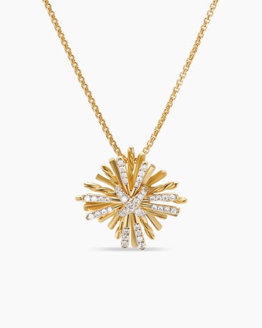 Angelika™ Four Point Pendant Necklace in 18K Yellow Gold with Diamonds, 17mm