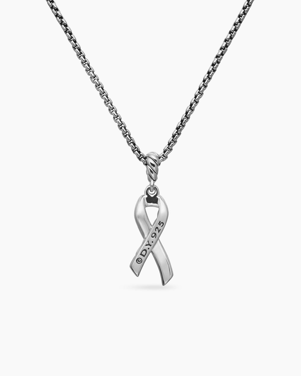 Womens Cable Collectibles® Ribbon Necklace in Sterling Silver with Pink Sapphires, 24.4mm