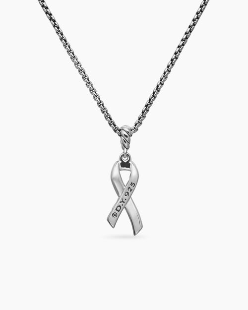 Womens Cable Collectibles® Ribbon Necklace in Sterling Silver with Pink Sapphires, 24.4mm
